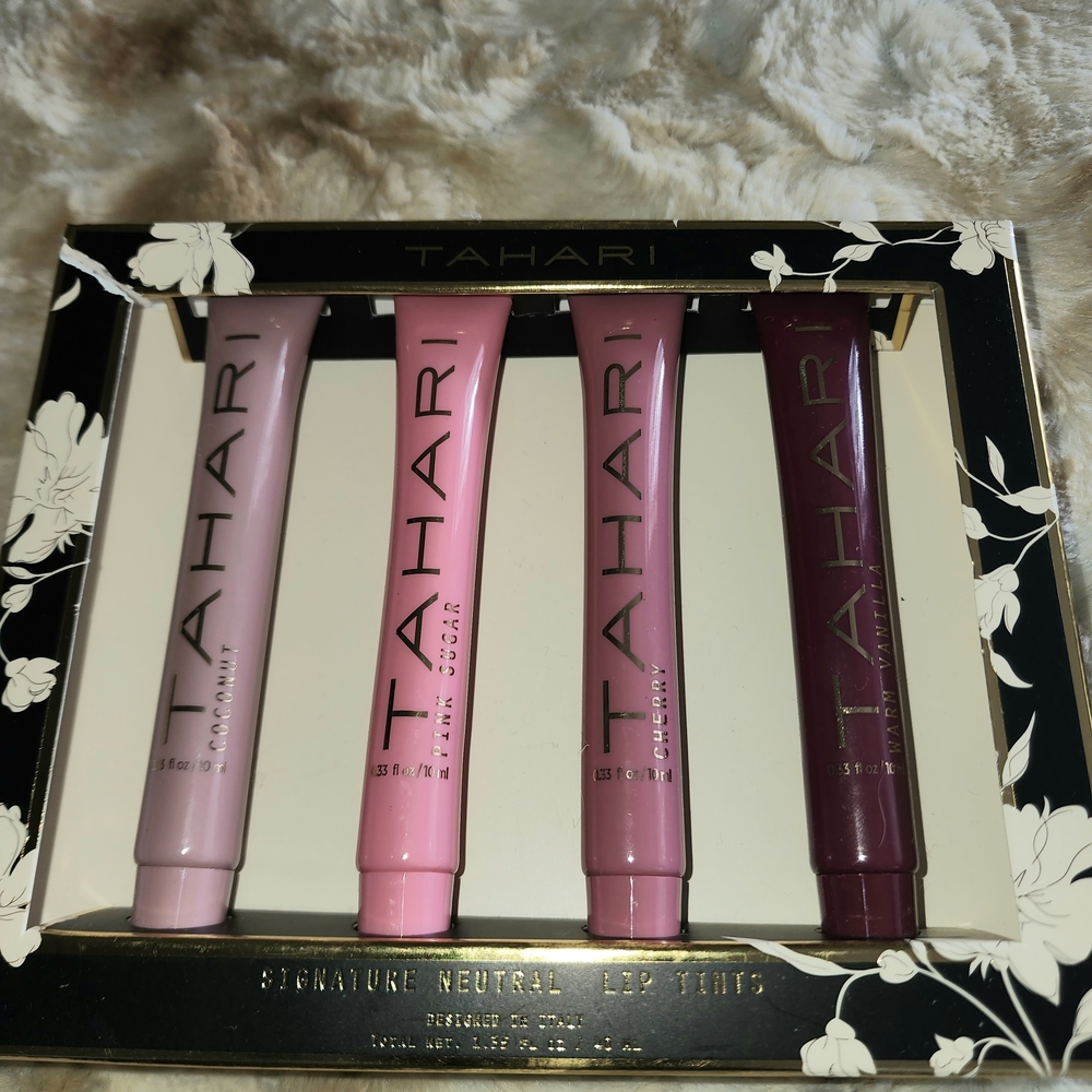 Tahari Lip Gloss Set - Soft Pink, Rose, Mauve, Deep Plum